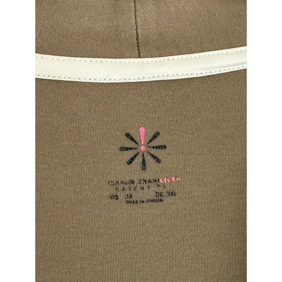 Isaac Mizrahi Live Essentials Olive Green Open Front Cardigan Pockets 3X Plus - Picture 2 of 9